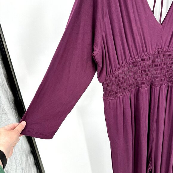 NEW OLD NAVY jumpsuit v neck wide leg knit waist defined cherry bark plus XXL - Picture 5 of 14